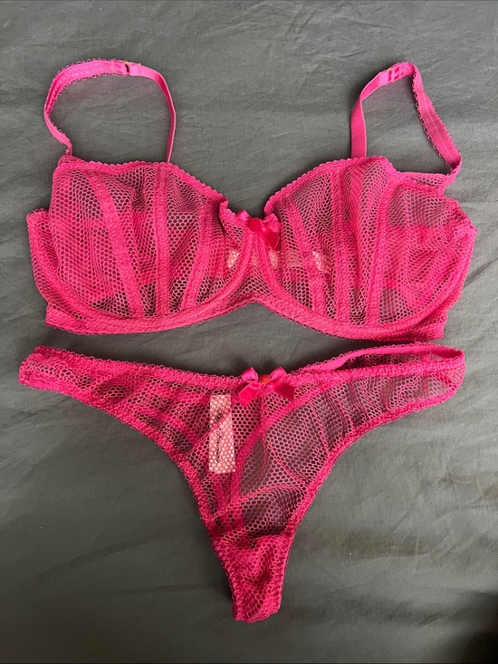 Agent Provocateur Other - Agent Provocateur Neon Pink Sheer Mesh Balconette Set